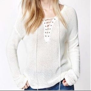 Pacsun White Lace Up Sweater